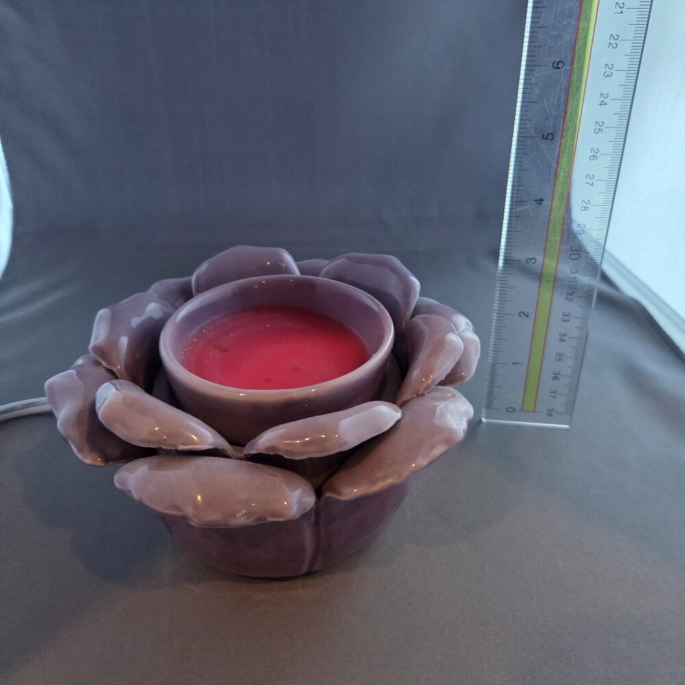 Scentsy Mauve Flower Element Wax Warmer – Ceramic Rose Design